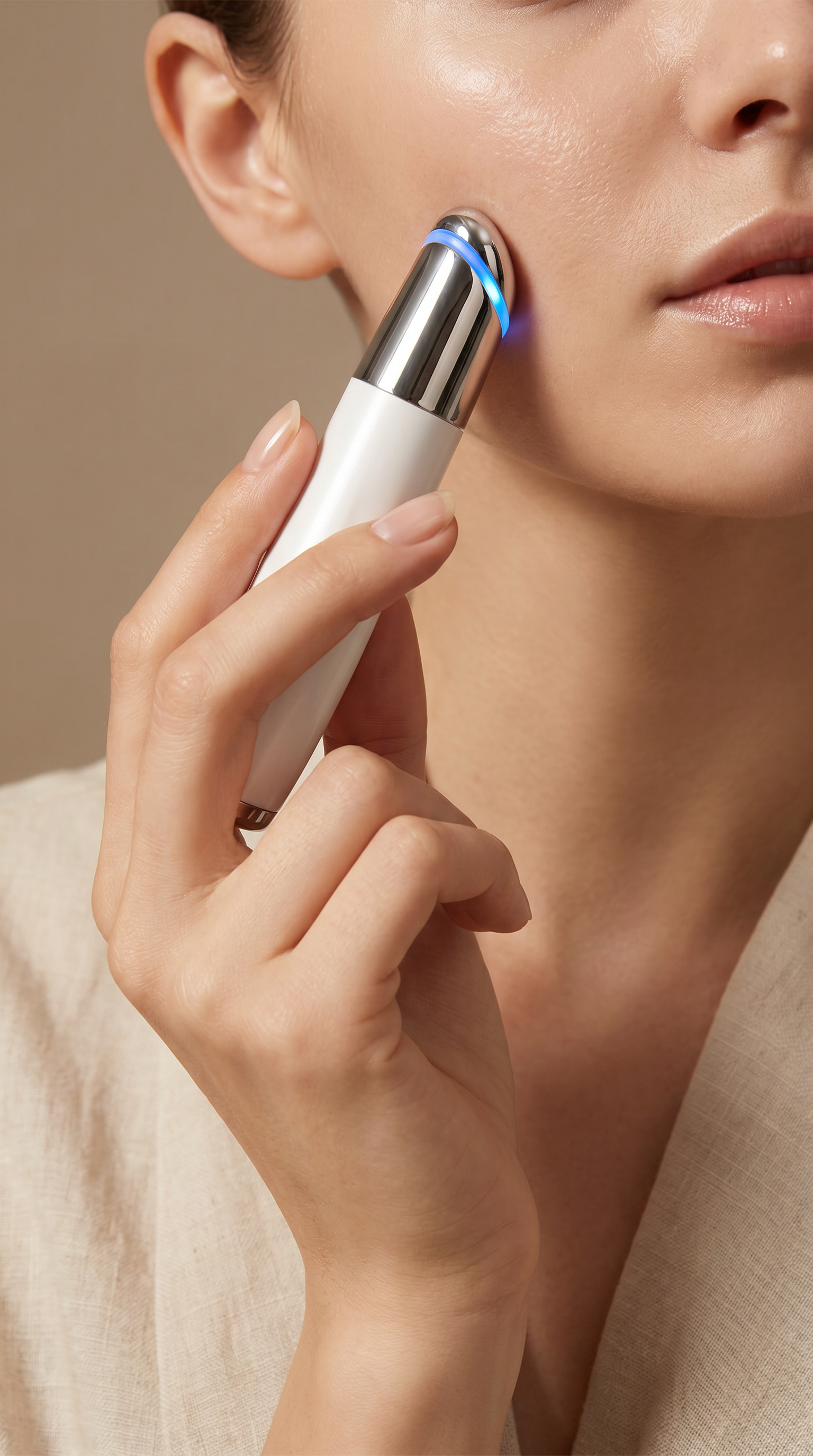 Eye Revival — gliding the warm wand under the eye, lifestyle